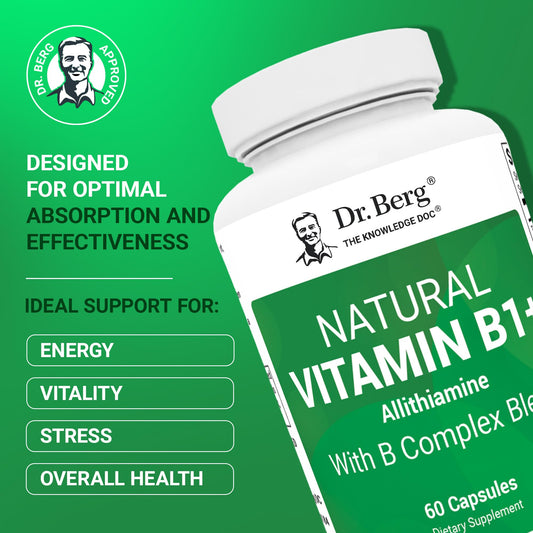 Dr. Berg B1 B6 B12 Complex capsules show complete B vitamin blend for daily support.