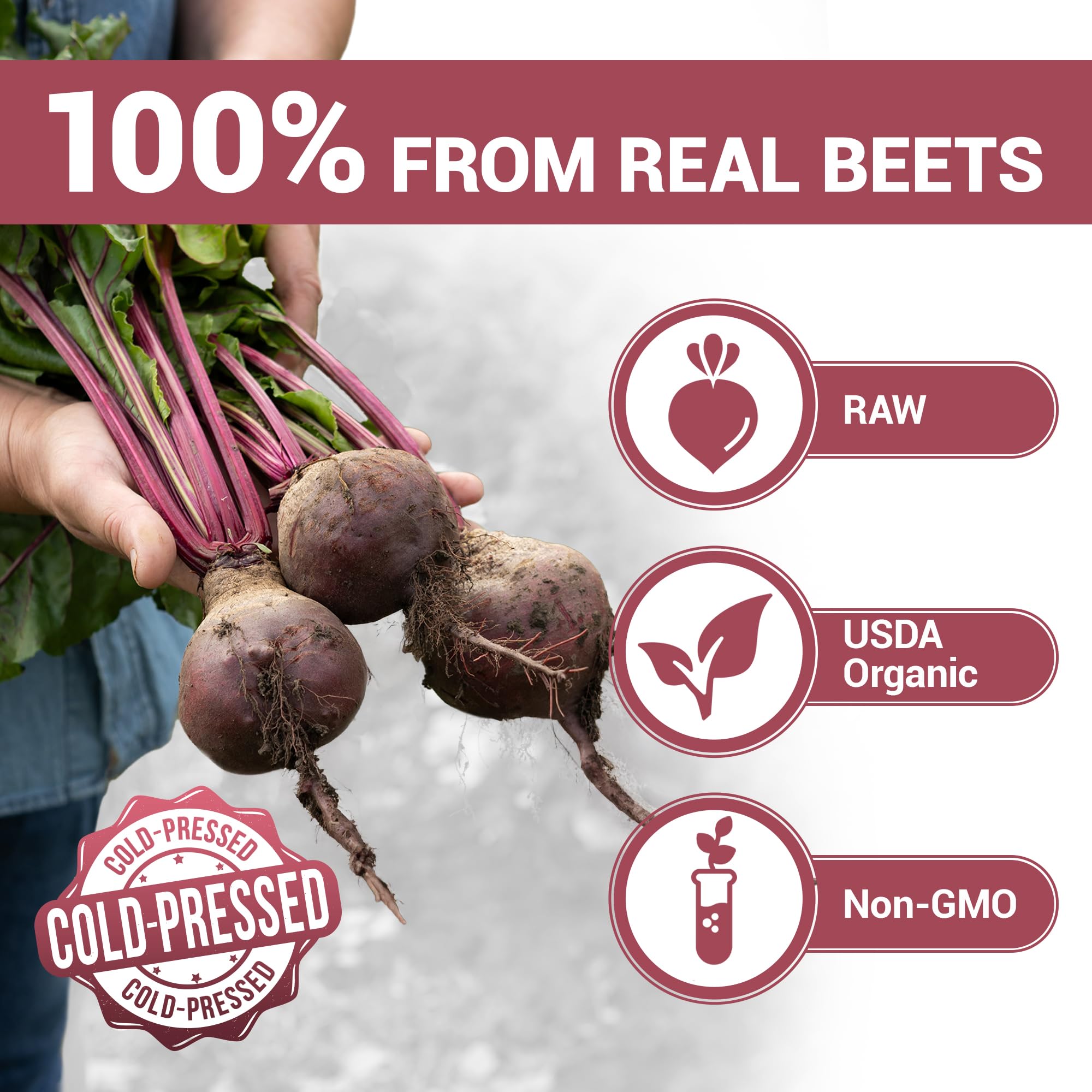 Dr. Berg beet powder texture close-up for easy mixing