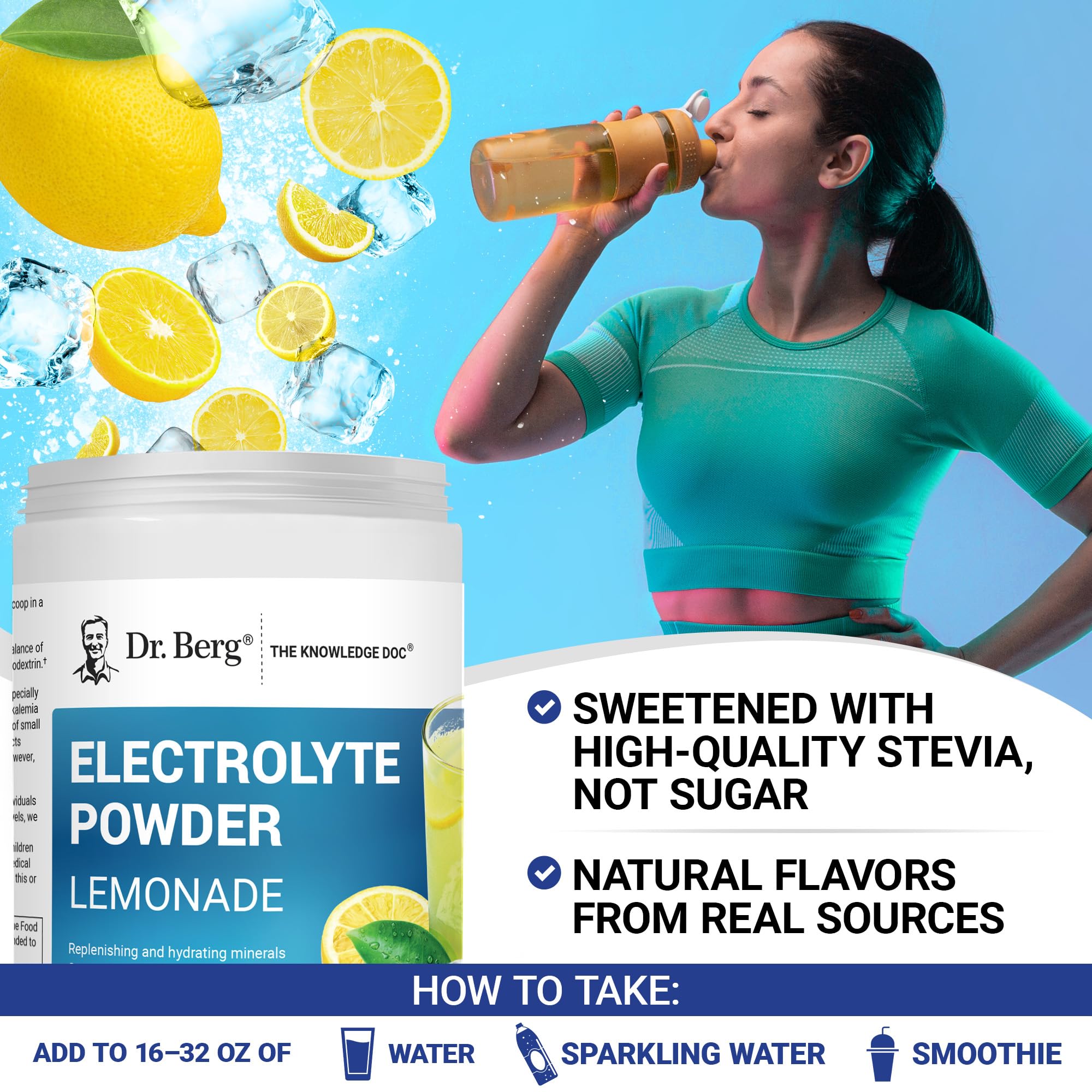 Cold lemon hydration drink in a glass ready to sip.