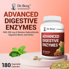 Dr. Berg Digestive Enzymes packaging with ginger and peppermint for soothing meals after heavy foods