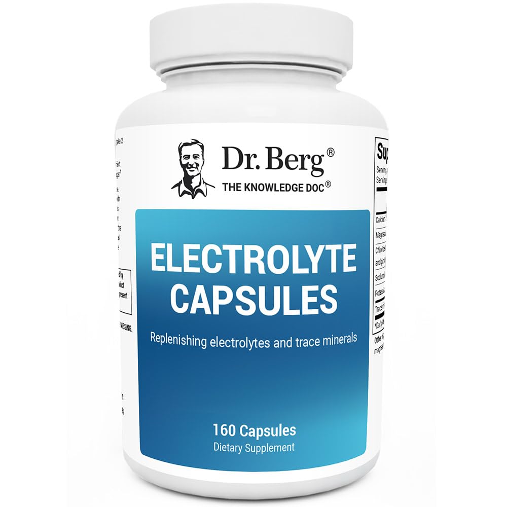 Dr. Berg Electrolyte Capsules bottle showing 160-count hydration support