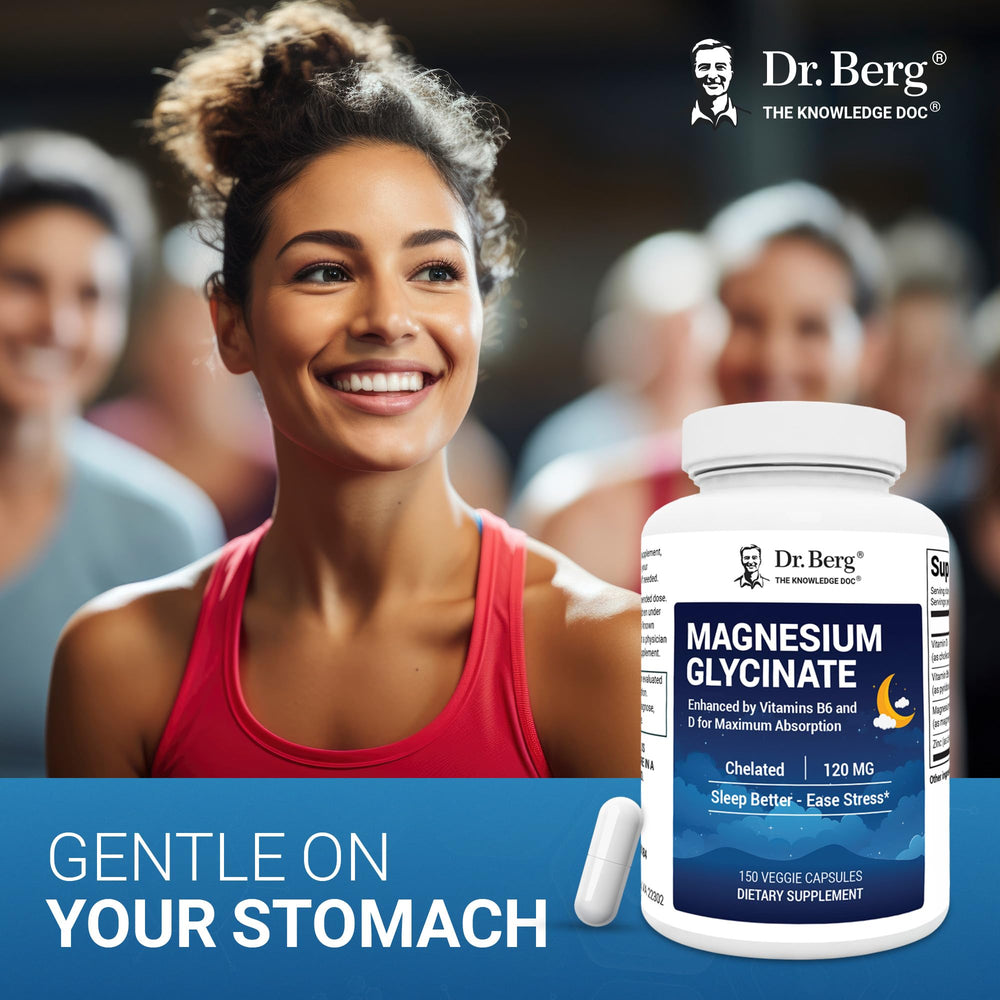 Dr. Berg Magnesium Glycinate label closeup detailing ingredients and safety notes.