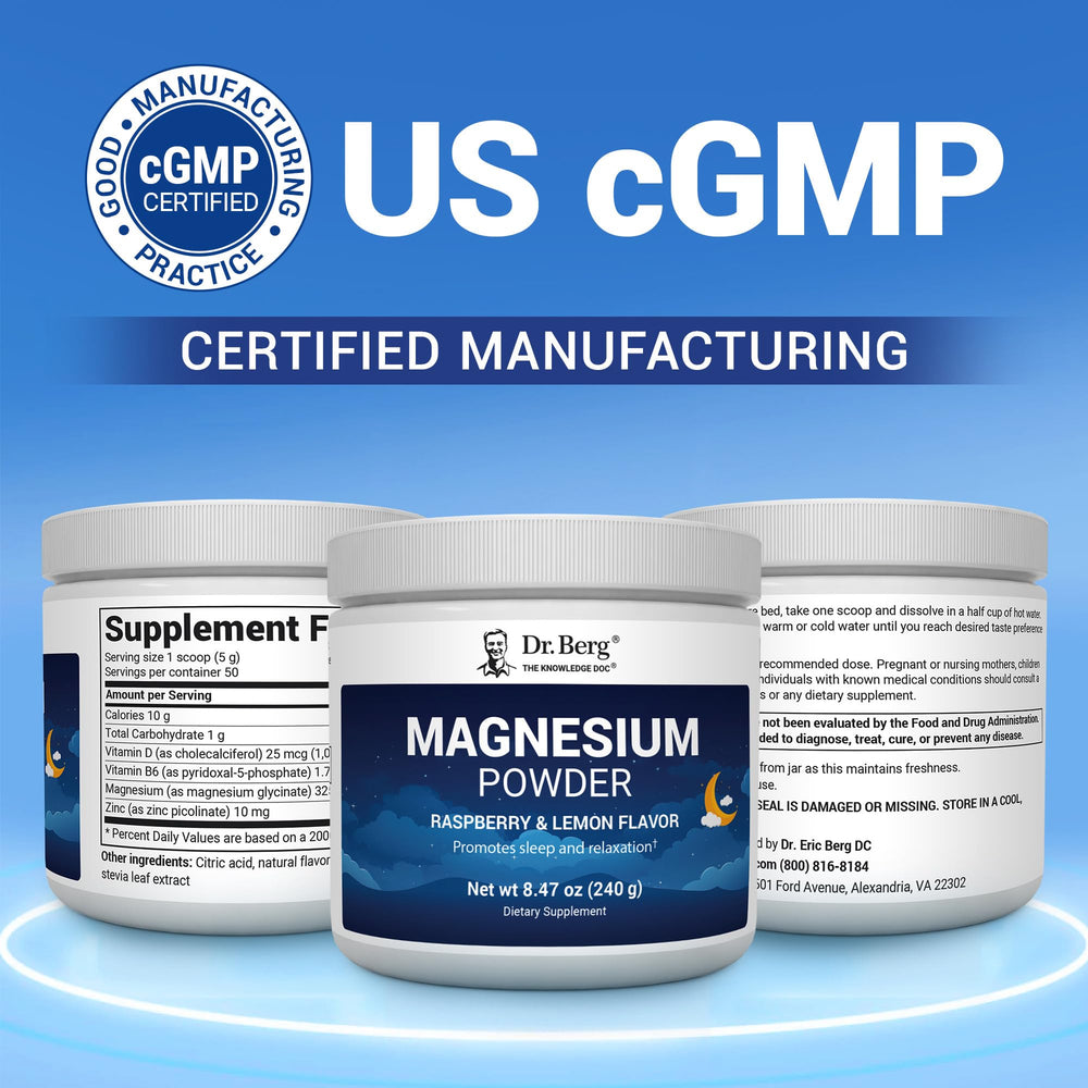 Dr. Berg Magnesium Glycinate Powder served cold in a refreshing drink.