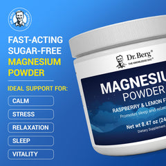 Dr. Berg Magnesium Glycinate Powder Raspberry Lemon in a glass mix ready to sip.