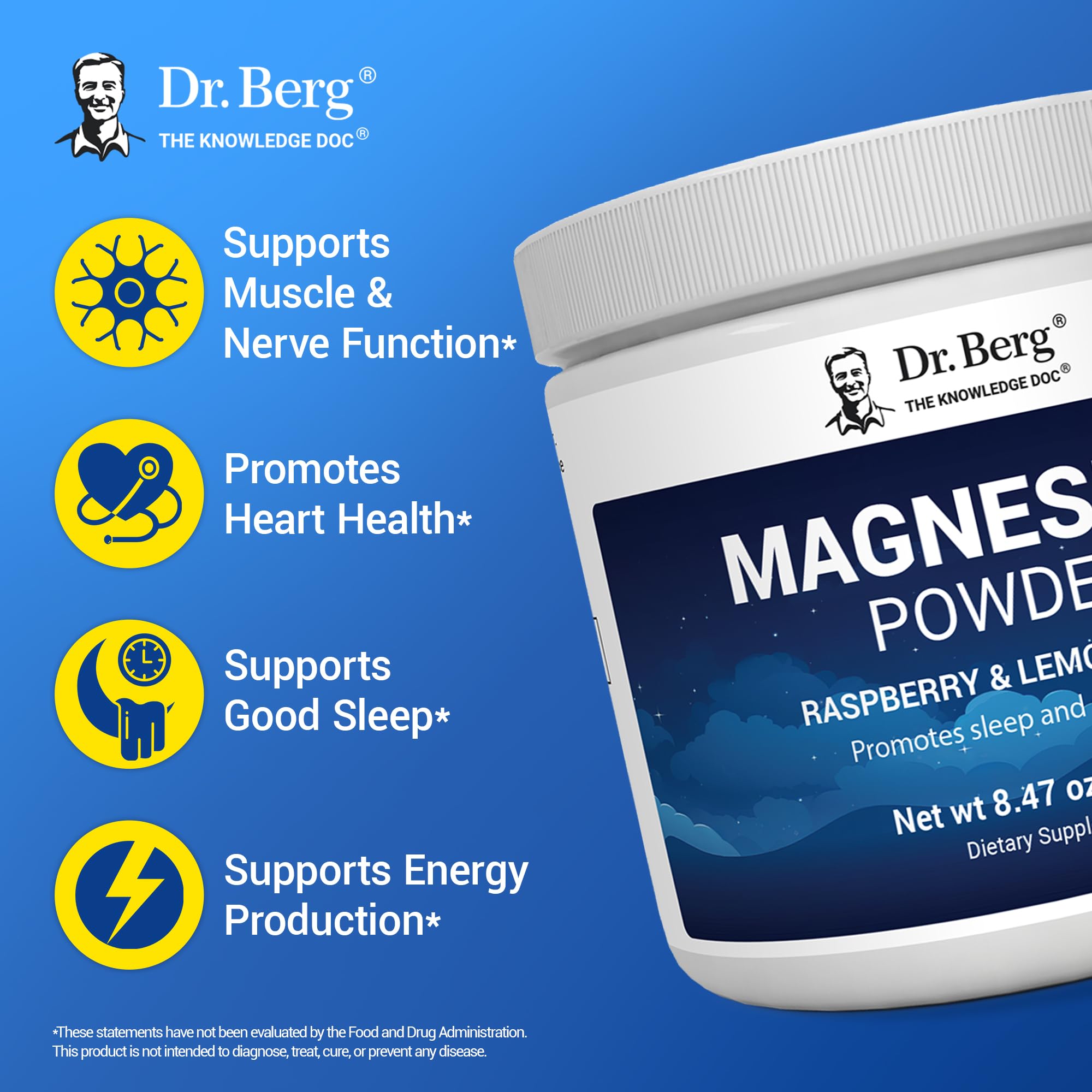 Dr. Berg Magnesium Glycinate Powder scoop indicates easy daily intake.
