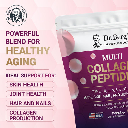 Dr. Berg Multi Collagen Powder scoop included for precise 14 g servings.