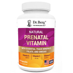 Dr. Berg Natural Prenatal bottle with capsules supports balanced nutrition for mom and baby.