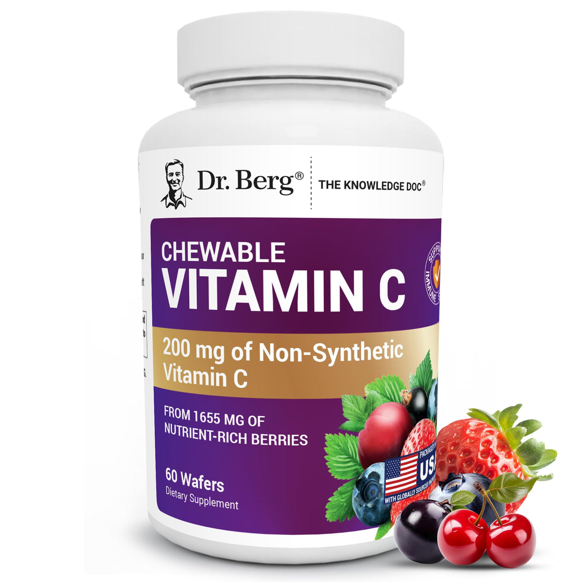 Dr. Berg Nutritionals vitamin C bottle on shelf for easy daily berry support