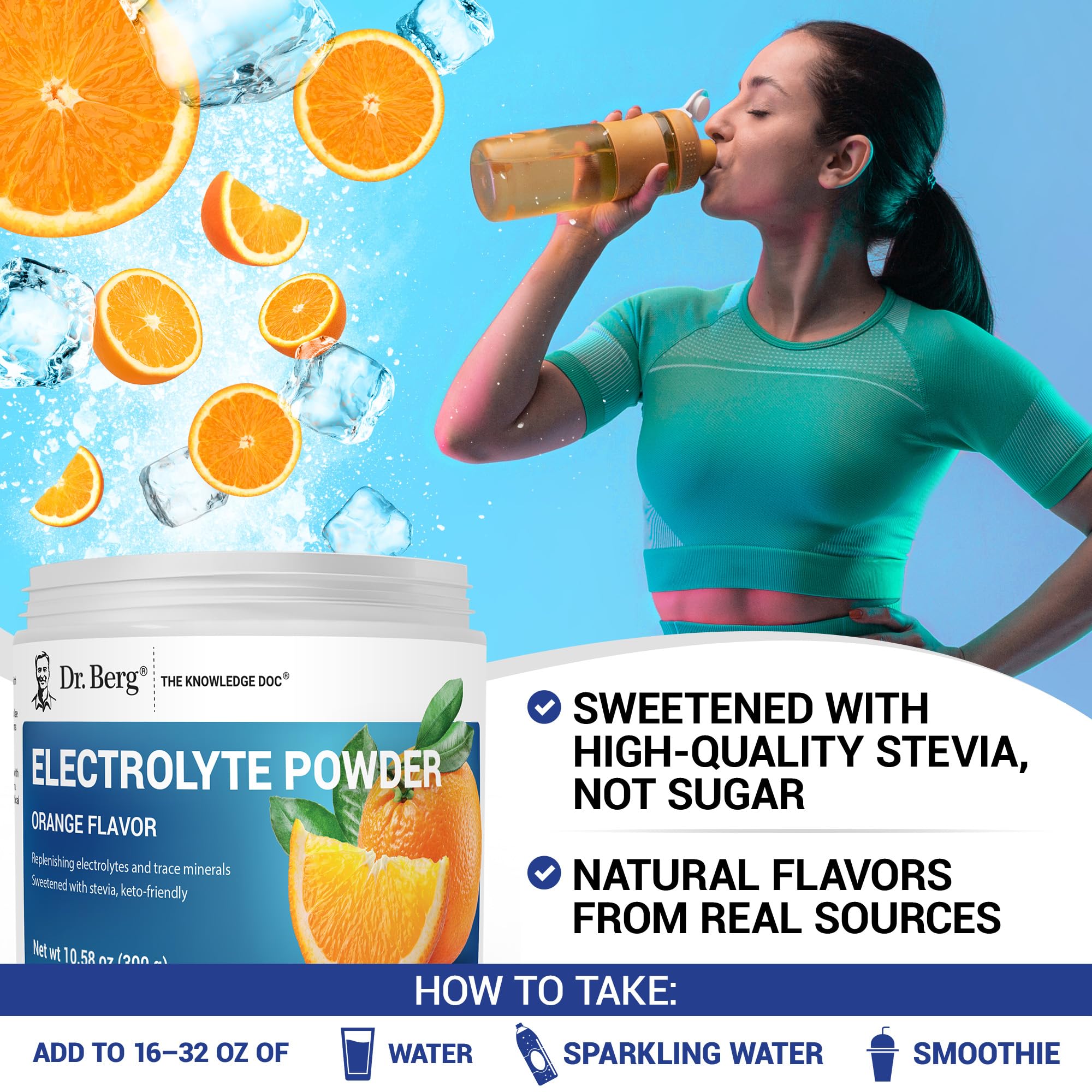Dr. Berg Nutritionals electrolyte ingredients showcase trace minerals and salt blend.
