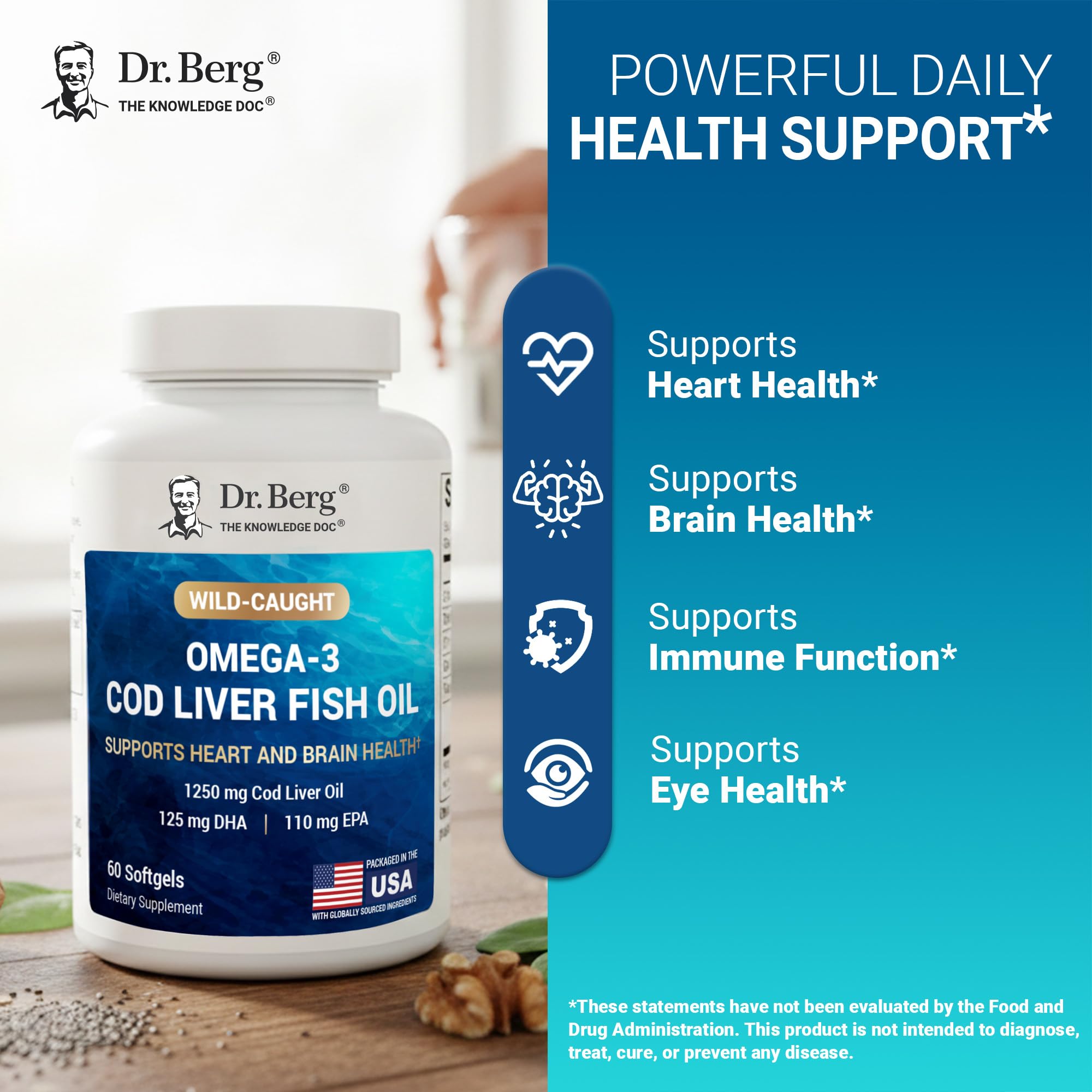 US CGMP facility manufacturing Dr. Berg Omega-3 supplement.