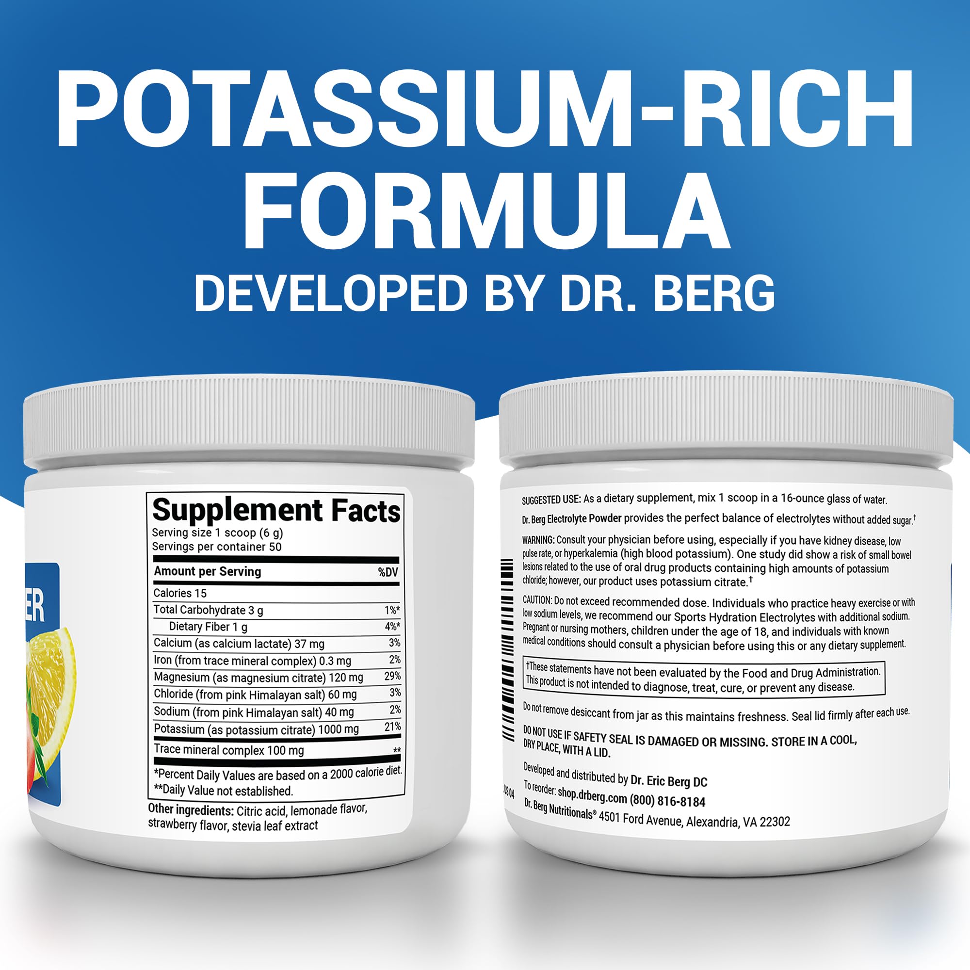 1000 mg potassium in Dr Berg electrolyte supports active hydration during workouts