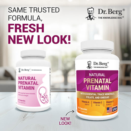Close-up of Dr. Berg Prenatal capsules shows quality ingredients.