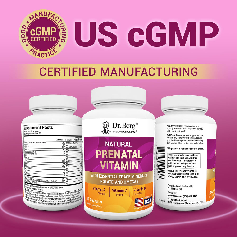 Dr. Berg Prenatal daily routine scene highlights two-capsule intake.