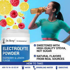 Prepared Dr. Berg raspberry-lemon hydration drink in a glass