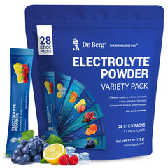 Dr. Berg Sugar Free Electrolyte Packets Variety Pack cover for hydration on the go.