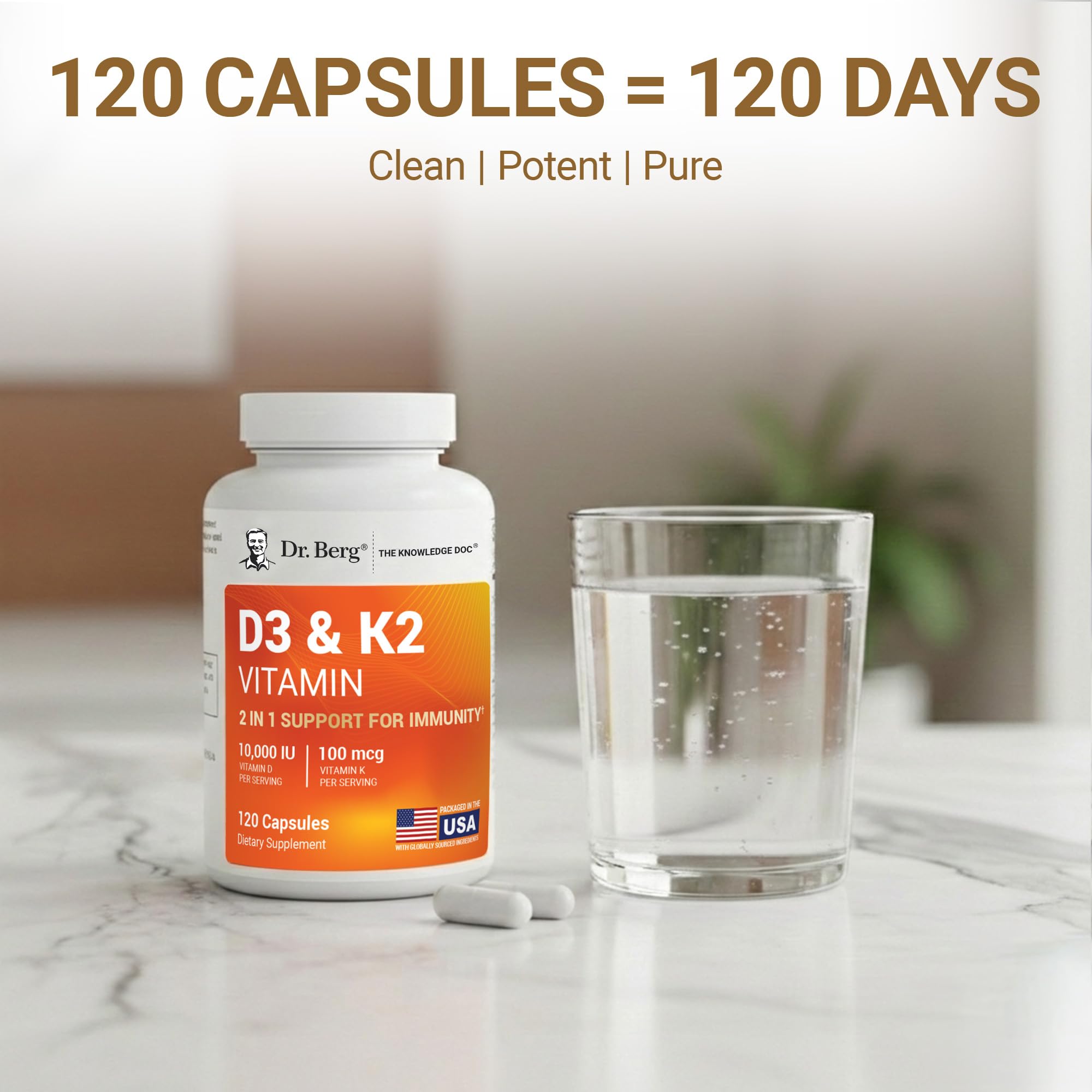 Retail display carton featuring Dr. Berg vitamin D3 and K2