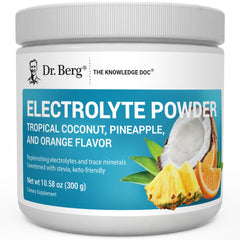 Dr. Berg Zero Sugar Hydration bottle label with tropical flavor and electrolyte blend