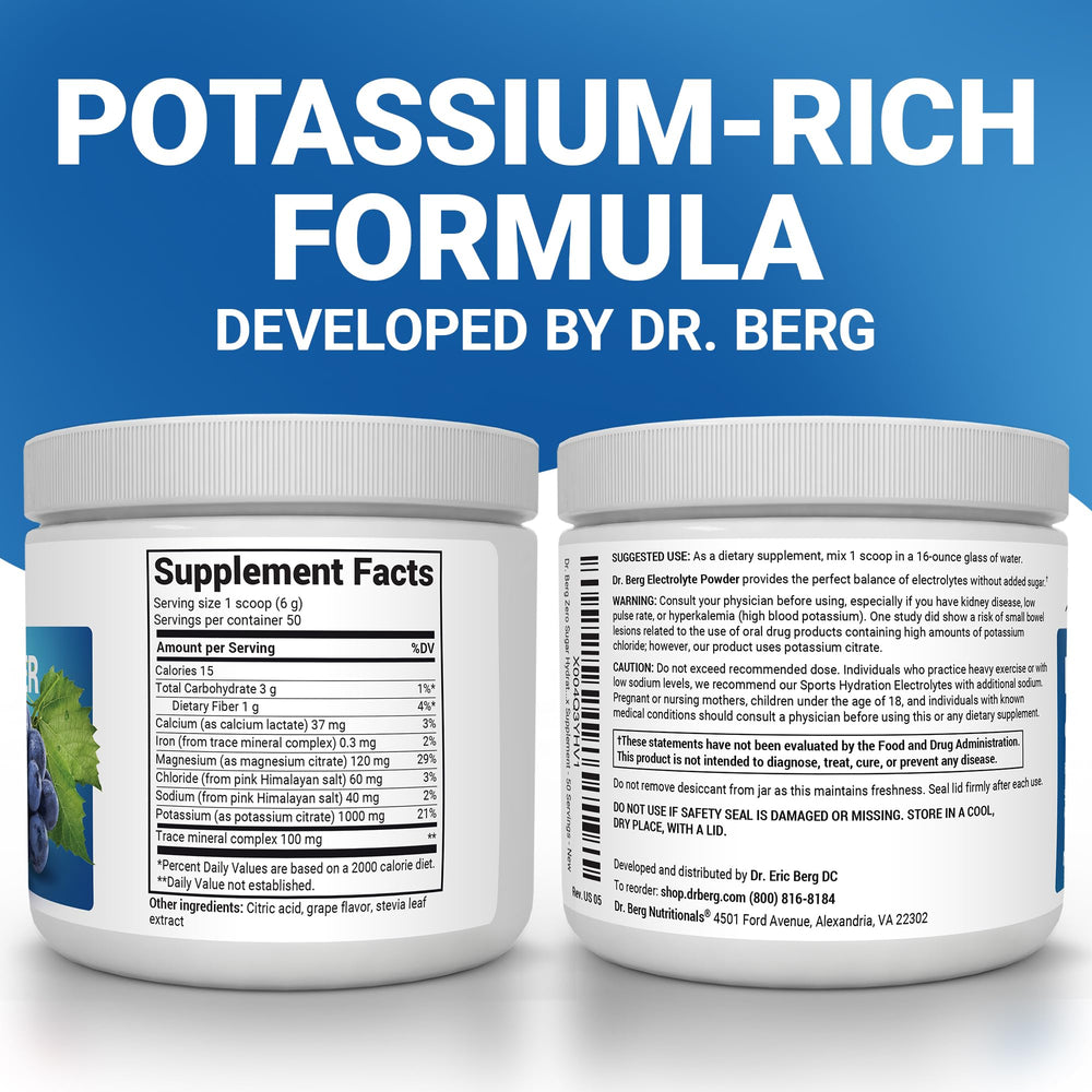 Dr. Berg Zero Sugar Hydration grape powder dissolve highlights sugar-free hydration during workouts.