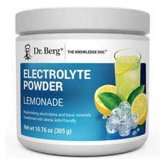 Dr. Berg Zero Sugar Hydration lemonade bottle highlighting electrolyte blend for hydration
