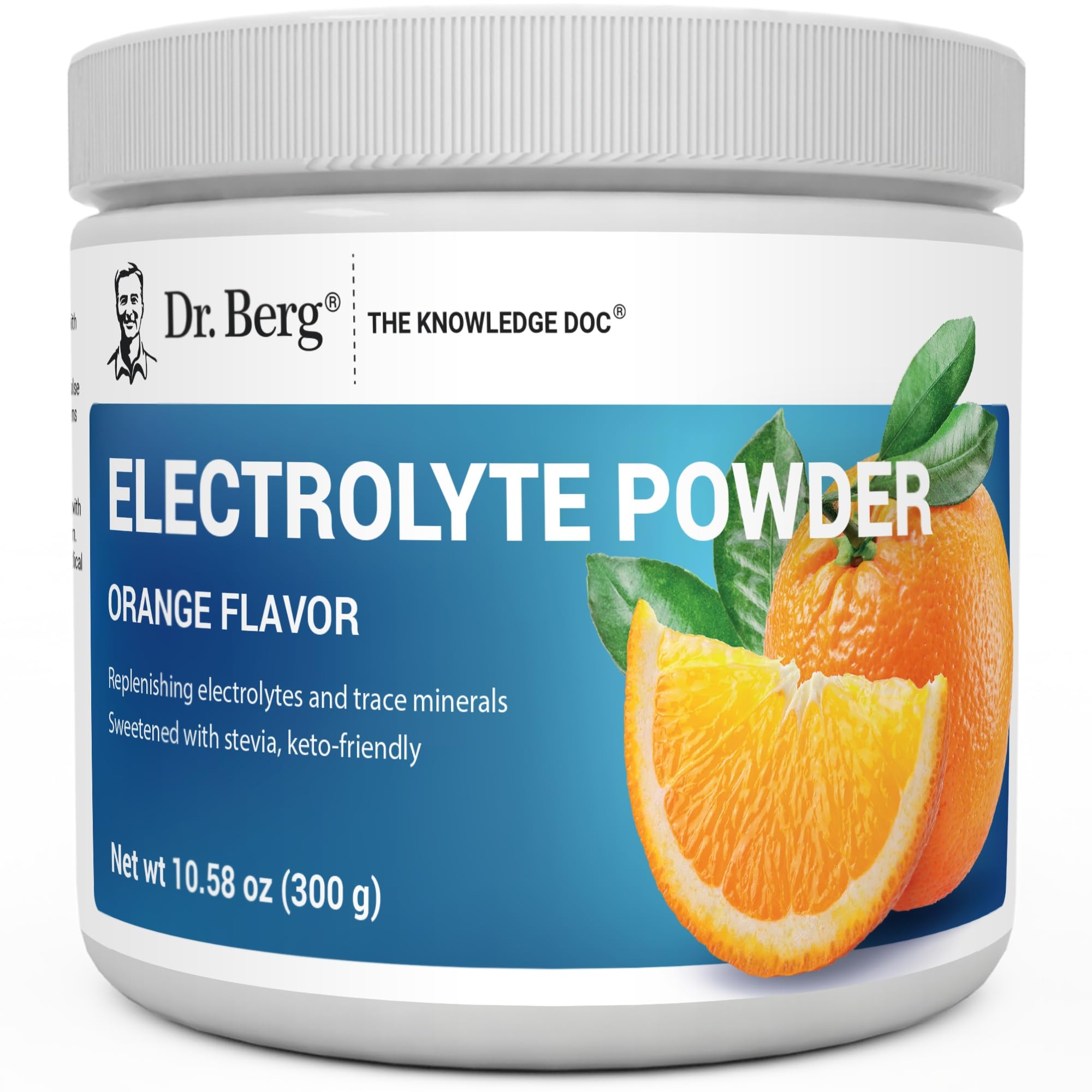 Dr. Berg Zero Sugar Hydration orange bottle for on-the-go electrolyte balance.