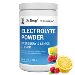 Dr. Berg Zero Sugar Hydration Powder tub with raspberry lemon flavor for steady hydration
