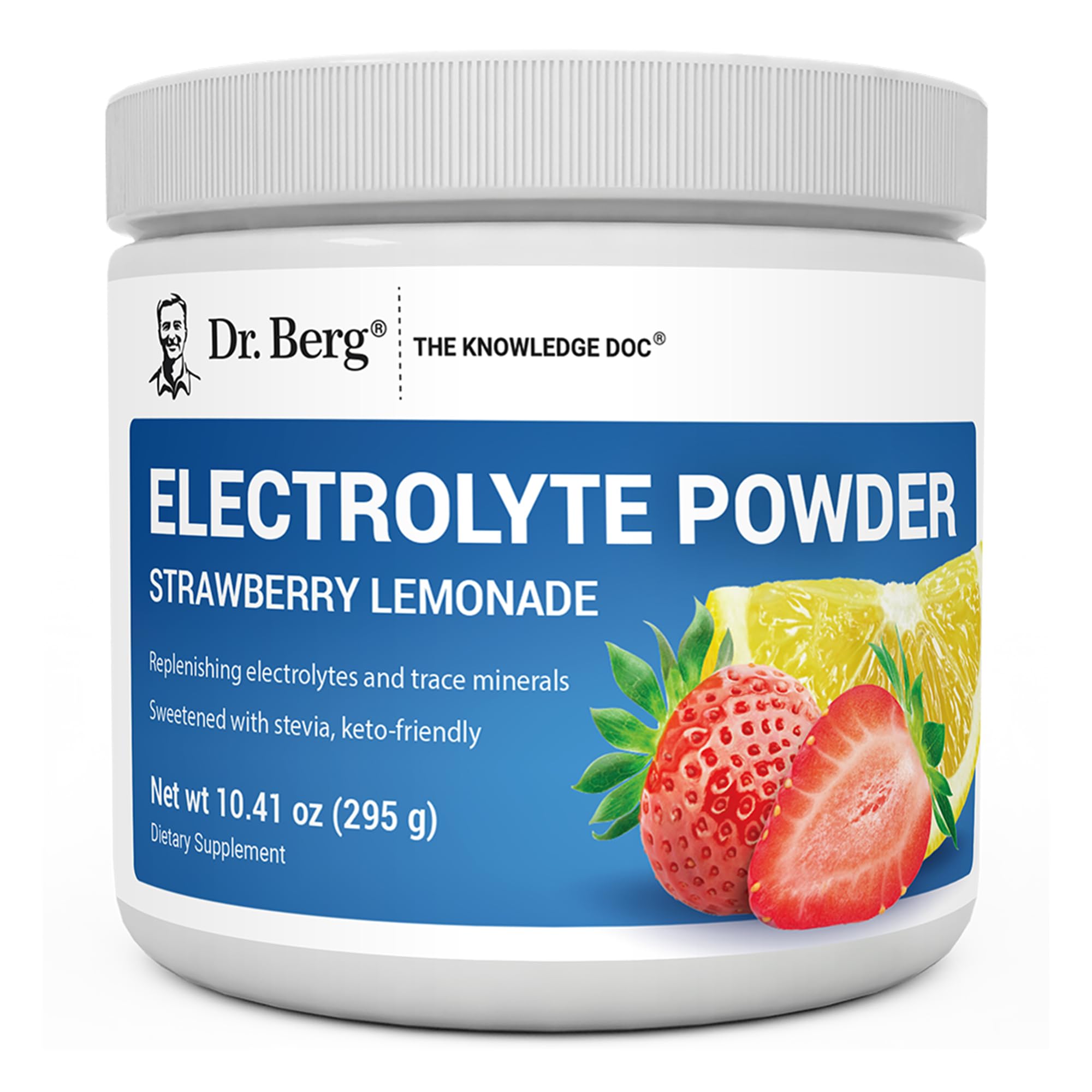 Dr Berg Zero Sugar Hydration Strawberry Lemonade tub ready to mix for refreshing hydration