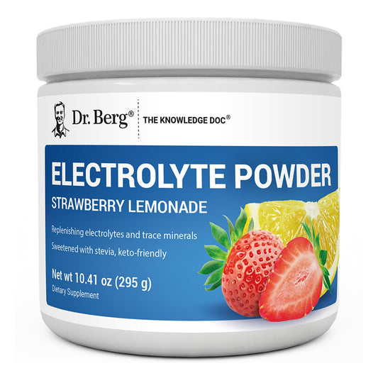 Dr Berg Zero Sugar Hydration Strawberry Lemonade tub ready to mix for refreshing hydration