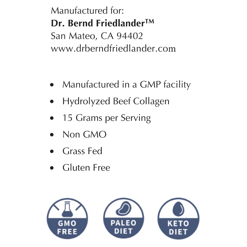 Dr. Bernd Friedlander collagen amino acids scoop for precise 15 g servings and quick mixing