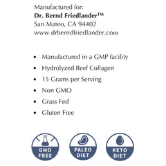 Dr. Bernd Friedlander collagen amino acids scoop for precise 15 g servings and quick mixing