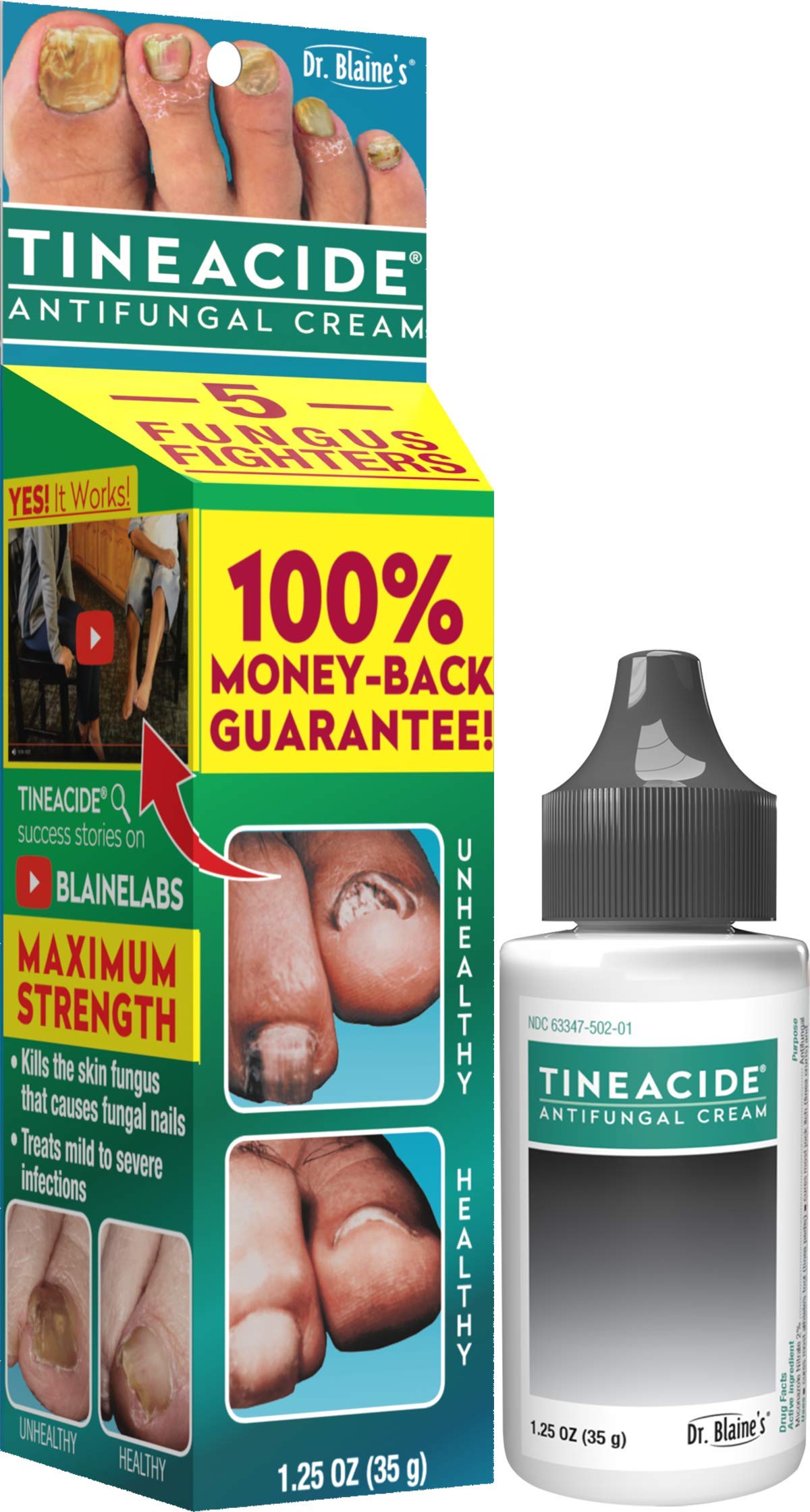 Dr. Blaine's Tineacide 1.25 oz cream, three-pack, ready for fast itch relief.