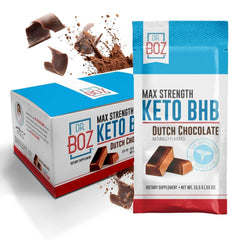 Dr. Boz Keto BHB powder Dutch Chocolate tub boosts energy during keto transition.
