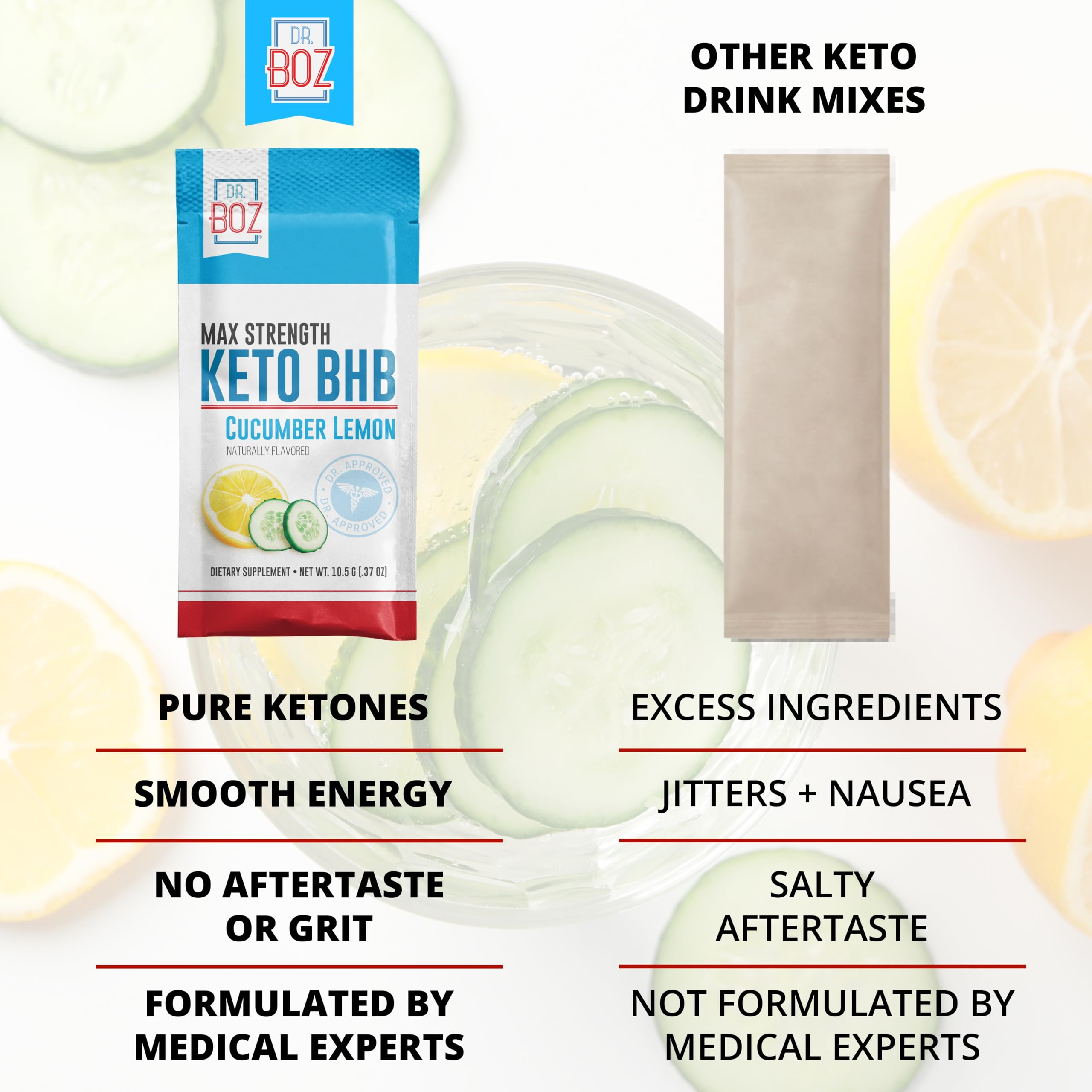 Dr. Boz Keto BHB powder cucumber lemon manufacturing in the USA with quality standards