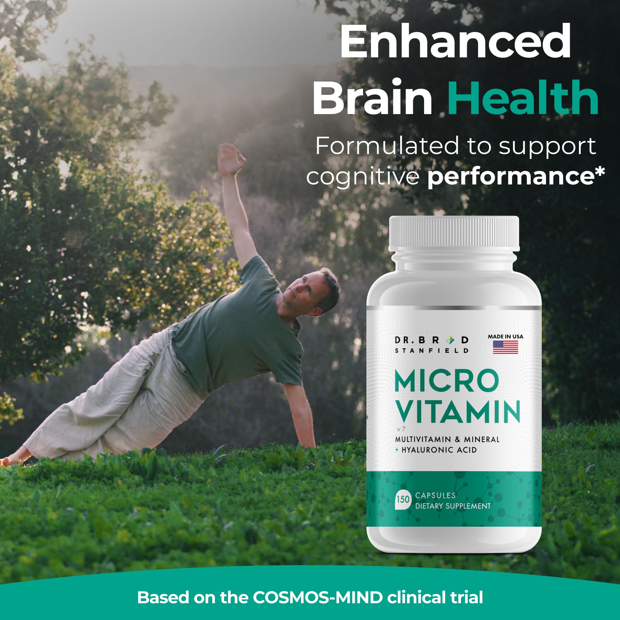 Bottle label of Dr Brad Stanfield showing choline and methylcobalamin core for cognitive processing