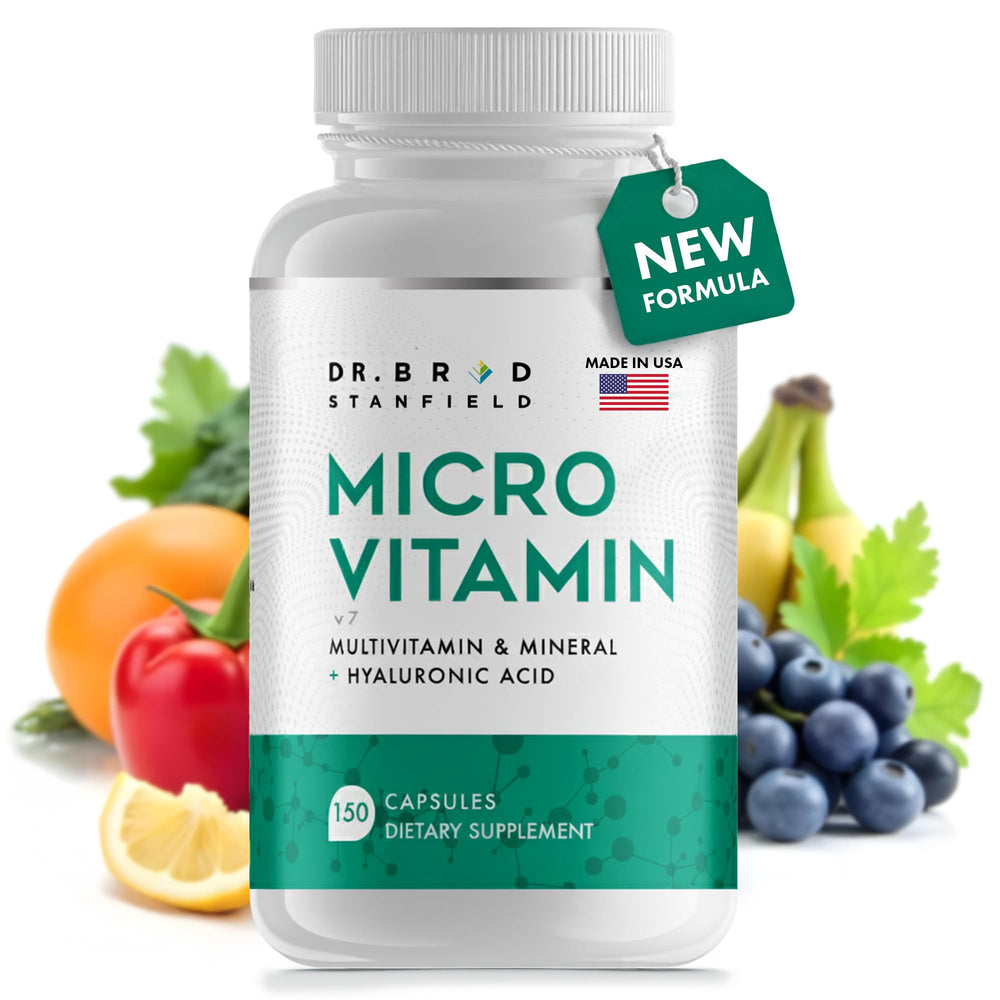 Dr Brad Stanfield daily multivitamin bottle highlighting brain support for focus and memory