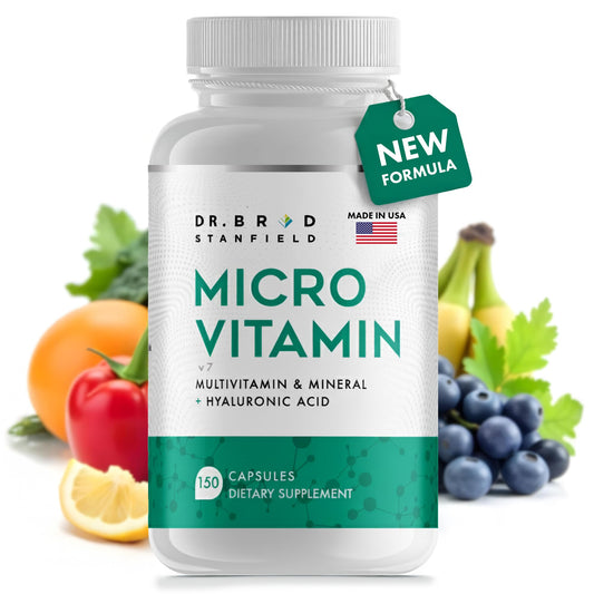 Dr Brad Stanfield daily multivitamin bottle highlighting brain support for focus and memory