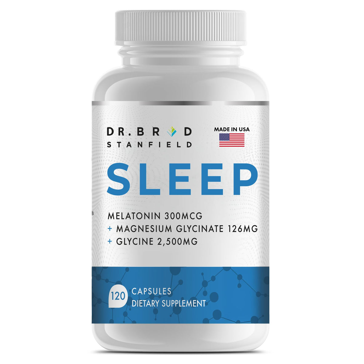 Dr Brad Stanfield melatonin bottle pour showing circadian cue for restful nights