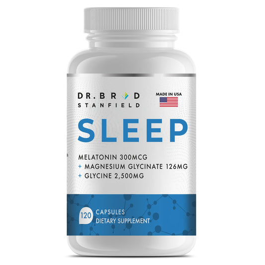 Dr Brad Stanfield melatonin bottle pour showing circadian cue for restful nights