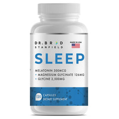 Dr Brad Stanfield melatonin bottle pour showing circadian cue for restful nights