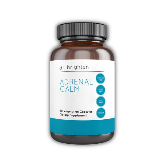 Dr. Brighten Adrenal Calm bottle for daily stress support.