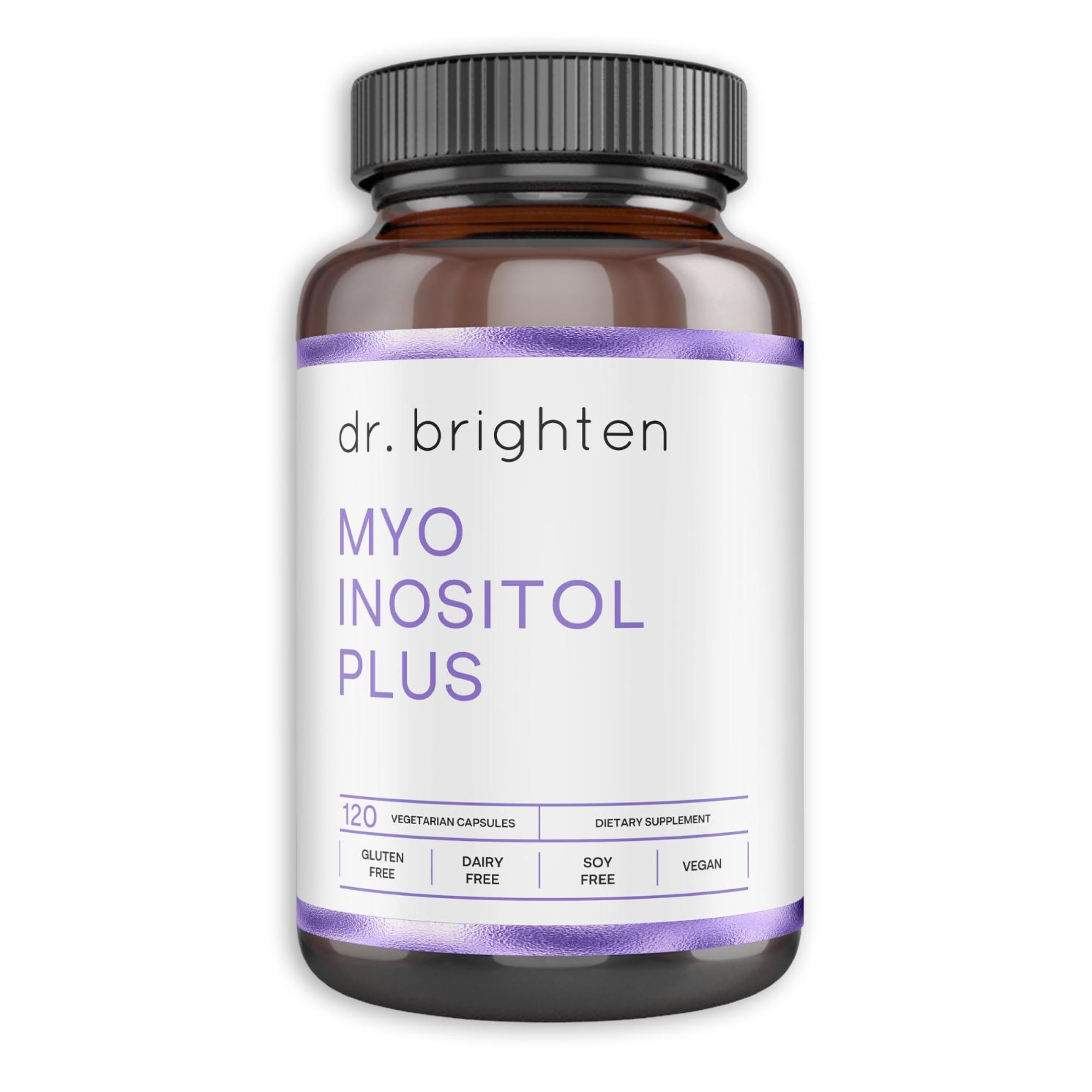 Dr. Brighten Myoinositol Plus bottle for reproductive health and hormone balance.