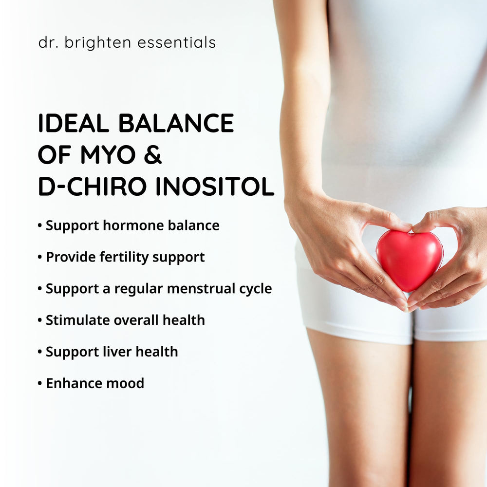 Dr. Brighten Myoinositol Plus vegan ingredients showcased for clean nutrition.