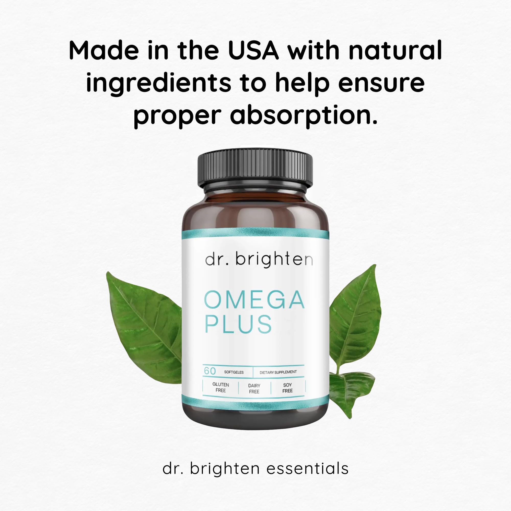 Dr. Brighten Omega Plus 60 softgels pack ready for daily use