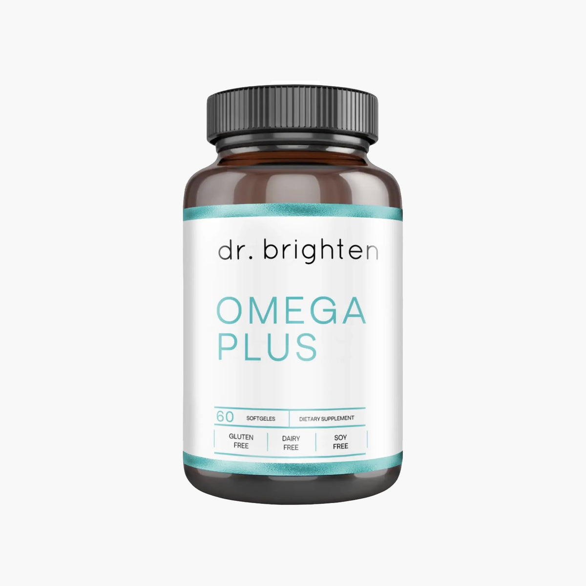 Dr. Brighten Omega Plus bottle cap sealing freshness for reliable omega-3 intake