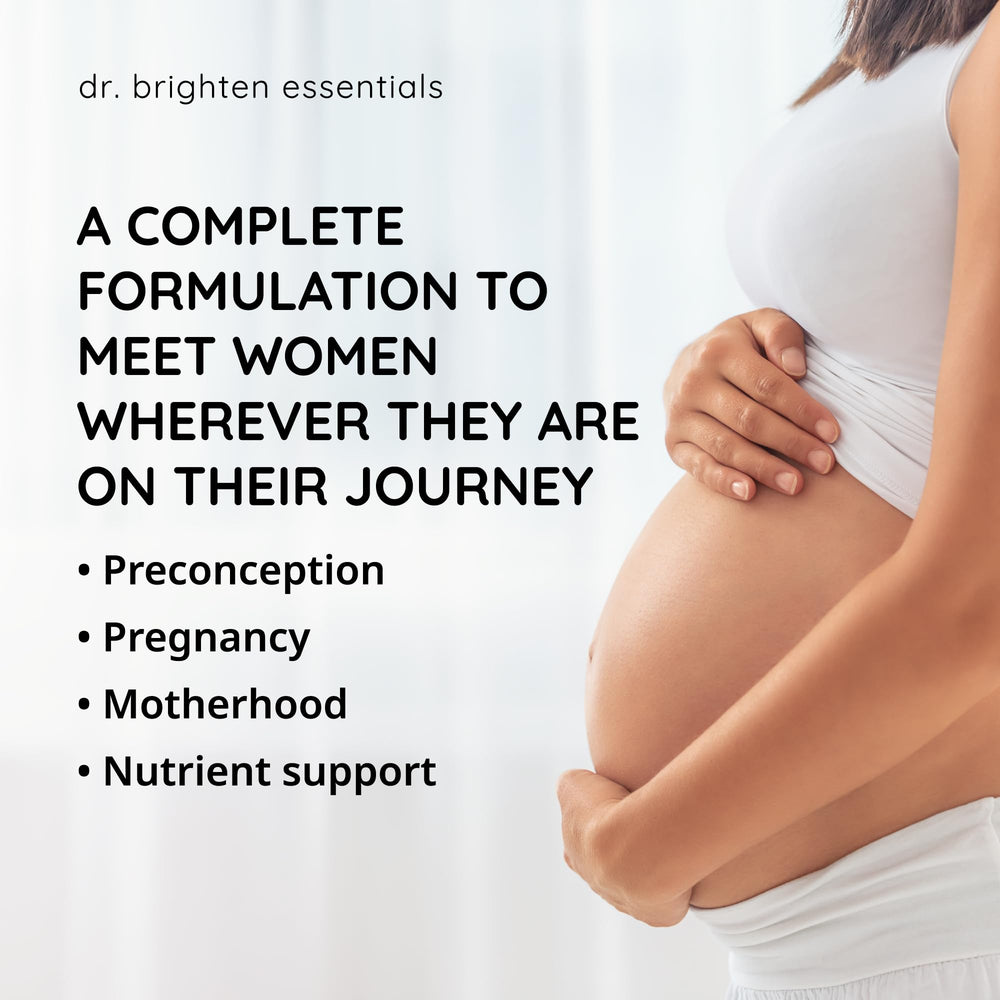 Dr. Brighten Prenatal Plus bottle in natural light shows sustainability