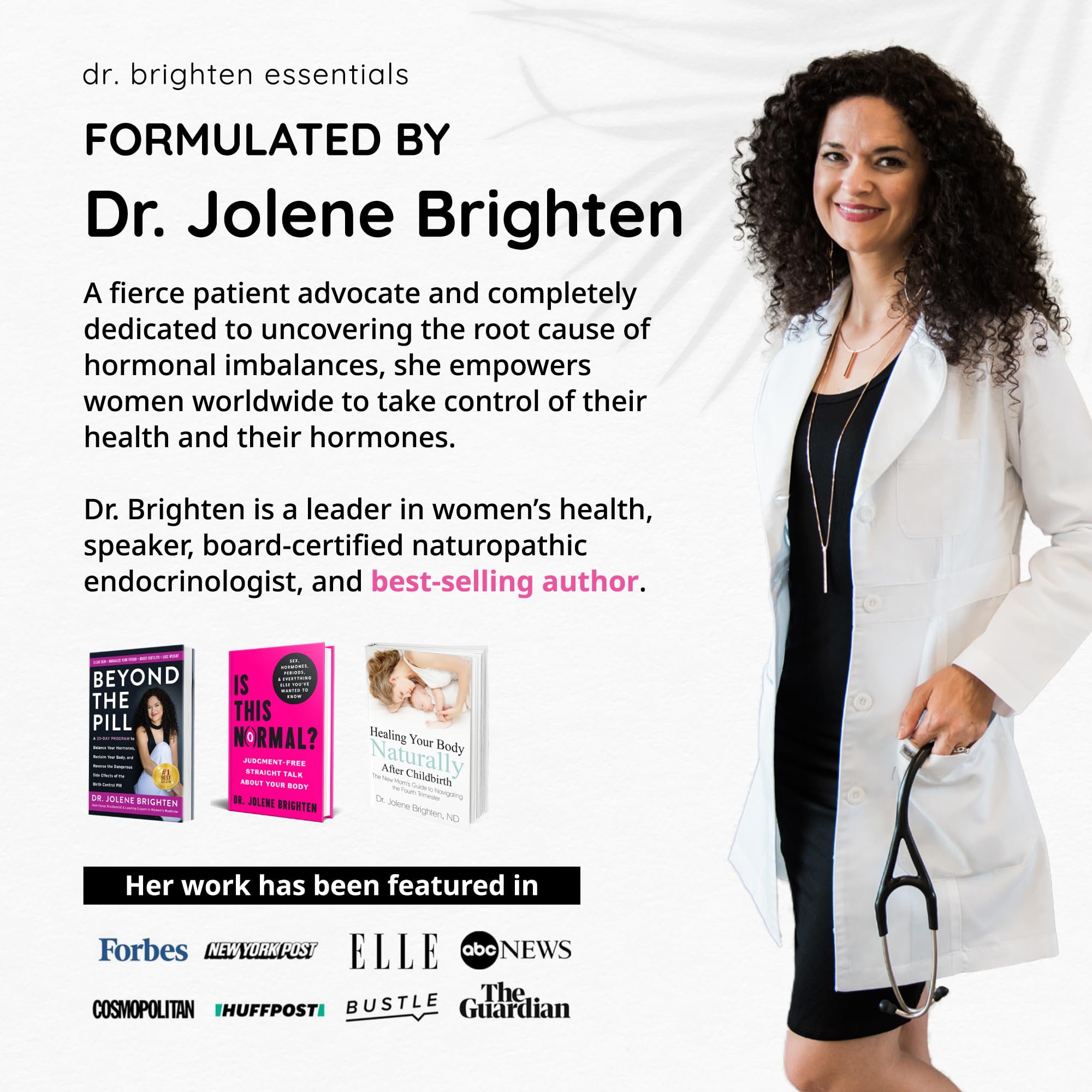 Dr. Brighten Radiant Mind vegan and gluten-free icons on packaging