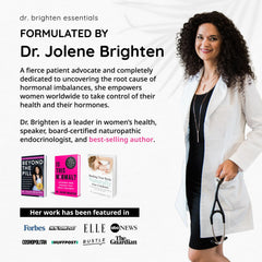 Dr. Brighten Radiant Mind vegan and gluten-free icons on packaging