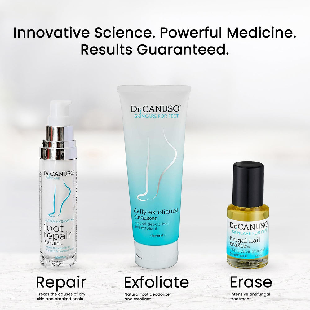 DR CANUSO bottle and nail polish set arranged for daily regimen