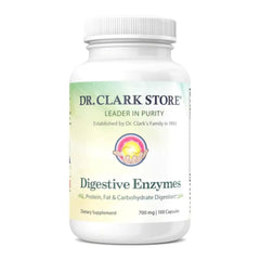 Dr. Clark Digestive Enzymes bottle pour for easy daily digestion support.