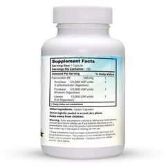 Dr Clark Pancreatin 8X packaging box featuring quality testing labels