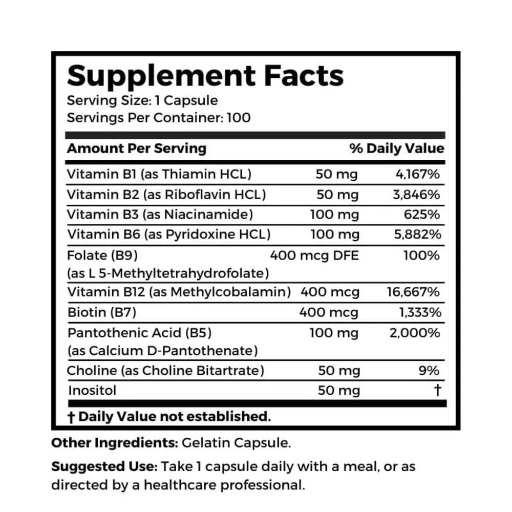 Dr Clark Store B Vitamin Complex capsules on a clean surface for everyday supplementation